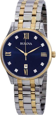 Bulova Classic Diamond Blue Dial Mens Watch 98D130