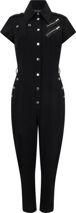 Moschino Jumpsuit met korte mouwen en geborduurde details - Dames - Jumpsuits - Zwart - L - Katoen - Jumpsuits & Playsuits