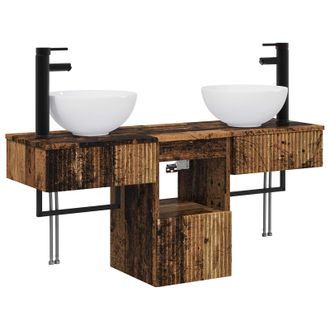 vidaXL Juego De Muebles De Ba&ntilde;o 3 Uds. Madera Envejecida Vidaxl