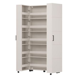Dmora Zapatero Bled, Mueble Portazapatos 15 Estantes, 2 Puertas, Doble Capacidad, Apertura Con Ruedas, 92x33x185h Cm Blanco Crema