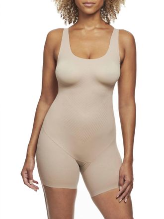 TC Fine Intimates Iconic Core Mid-Thigh Booty Lift Shaping Bodysuit In Stucco / Stucco