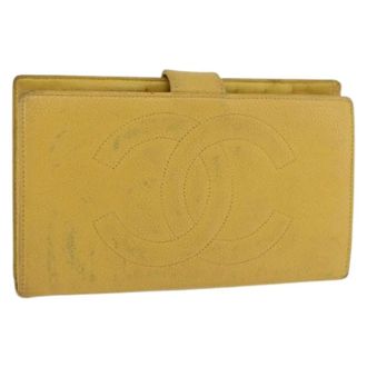 Chanel Pre-owned Wallets, female, Yellow, Size: ONE SIZE Pre-owned Vintage Long Wallet
