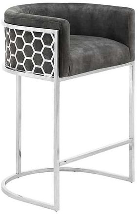 Global Interiors Design Barstuhl Elegancia mit Armlehnen, Edelstahl/Grau