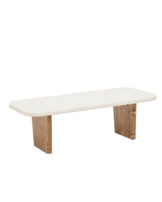 Deco Wood Mesa de centro de microcemento con dos patas envejecido 95x30cm