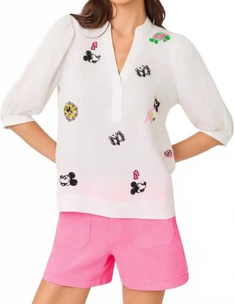 Lilly Pulitzer Mialeigh Embroidered Linen Top In Resort White