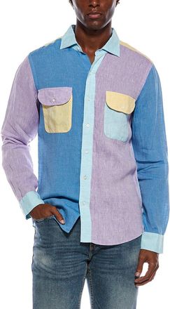 J.McLaughlin J.Mclaughlin Linen Woven Color Block Shirt