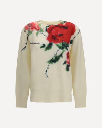 Blumarine Cashmere-blend Sweater with rose print Female S