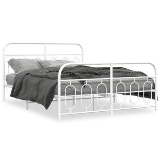 Berkfield Home Metal Bed Frame without Mattress with Footboard White 140x190cm | Size: 140x190 cm