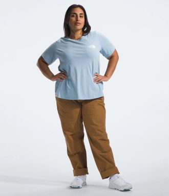 The North Face Box NSE T-Shirt Womens Plus Blue Graphic Logo Pullover KFC390