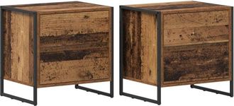 vidaXL Bedside Table 2 pcs Old Wood 50 x 39.5 x 50 cm Engineered Wood vidaXL