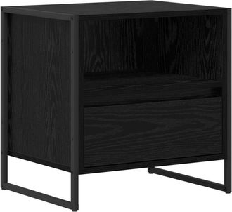 vidaXL Mesa De Noche Con Caj&oacute;n Roble Negro 50 X 39,5 X 50 Cm Vidaxl