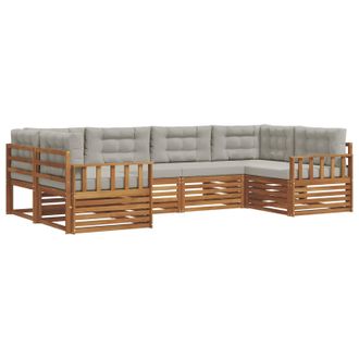 vidaXL Conjunto De Sof&aacute;s De Exterior 6 Pcs Gris Natural Y Claro Vidaxl