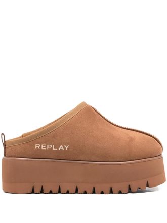 Replay topstitch calf suede mules - women - Calf Suede/Fabric/Rubber - 37 - Brown