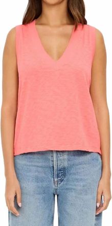 Michael Stars Ira V-Neck Tank In Coral Sherbet