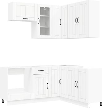 vidaXL Unidad De Cocina Lucca 8 Uds. Blanco Madera De Ingenier&iacute;a Vidaxl