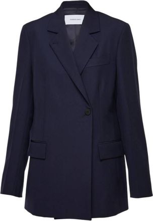 Ferragamo Blue Double Breasted Wool Blazer, Brand Size 46 ( US Size 12 )