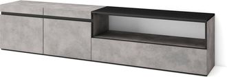 Skraut Home Skraut Home - Mueble Tv, Televisi&oacute;n, Muebles De Sal&oacute;n, Almacenaje, 200x45x35cm, Para Tv Hasta 80, Con Almacenamiento, Estilo Moderno, Gris Cemento