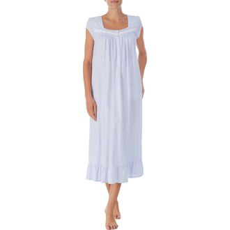 Eileen West Cap Sleeve Cotton Jersey Nightgown in Peri Grd at Nordstrom, Size X-Large