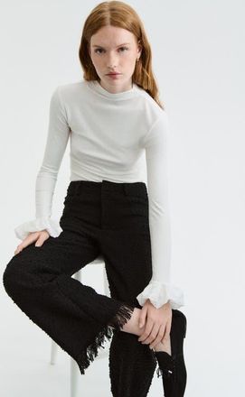H&M Textured Trousers in Black at Nordstrom, Size 16