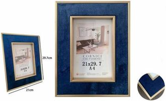 Trade Shop Trade Shop - Cornice Per Foto Poster Quadri Tele Portafoto 21x29.7 Cm Blu Con Bordi Oro 70314
