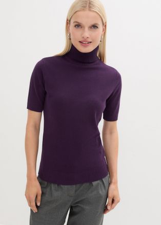 Bonprix Rollkragenpullover BONPRIX Rollkragenpullover, Kurzarm, Damen, Gr. 52/54 (XXL), lila (dunkellila), Obermaterial: 70% Baumwolle, 30% Polyamid, slim fit