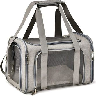 No Brand Bolsa De Transporte Para Gatos Peque&ntilde;os Y Medianos Y Cachorros De Hasta 6,8 Kg, Bolsa De Viaje Suave Y Plegable Para Cachorros - Gris