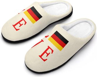 Generic Love Germany Flag Fashion Cotton Slippers for Women Memory Foam House Slippers Non-Slip House Bedroom Shoes