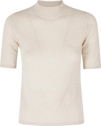 Eleventy Maglione a collo alto a maniche corte - - Knitwear - Donna - Beige - L