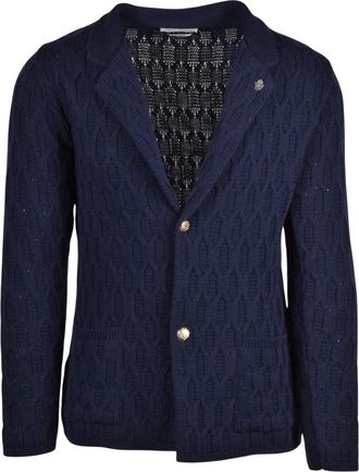 Daniele Alessandrini Gebreid jasje - Heren - Blazers - Blauw - S - Wol - Jassen