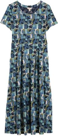 Seasalt Cornwall Veronica Floral Stretch Organic Cotton Midi Dress in Floral Splice Sardine at Nordstrom, Size 14