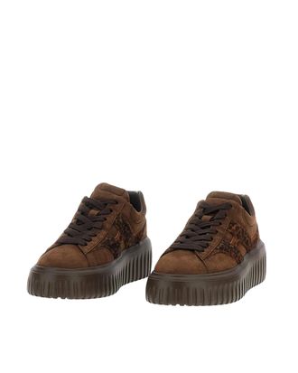 Hogan Womens Sneakers H-Stripes Brown Leo Trainers