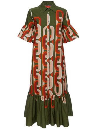 La DoubleJ Choux chain-link print dress - Green