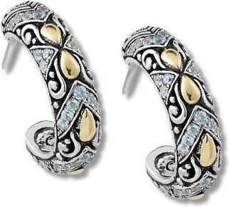 Samuel B. 18K Gold & Sterling Silver Hoop Earrings in White at Nordstrom Rack