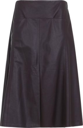 Alaia Purple Slit Lamb Leather Midi Skirt-Donna