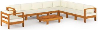 vidaXL Conjunto De Jard&iacute;n De 10 Piezas Con Cojines, 100 X 60 Cm, Madera De Acacia Vidaxl
