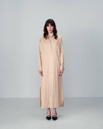 Grace & Mila Buttoned Long Dress In Sable Nesly
