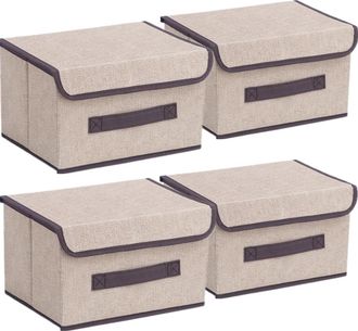 OEM Caja De Almacenamiento - Tejido No Tejido - Plegable Con Tapa Y Asas - Para Armario Ropa Juguetes - Pack De 4 Unidades