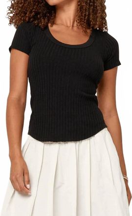Bloomingdale's Julie Scoop Neck Sweater Rib Tee In Black