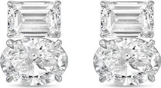 Diana M. Jewels 14kt white gold 4.00 cts emerald and oval diamond earrings