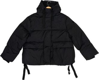 Sergio Moretti Cropped Black Puffer Jacket With Adjustable Drawstrings And Side Ties