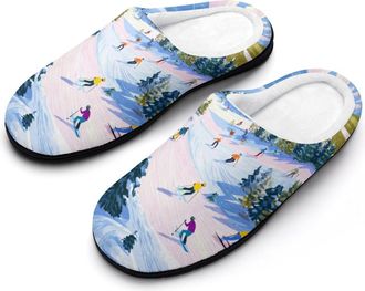 Generic Ski Slope Funny Womens Cotton Slippers Shoes Novelty Soft Non-Slip Sole Home Shoe