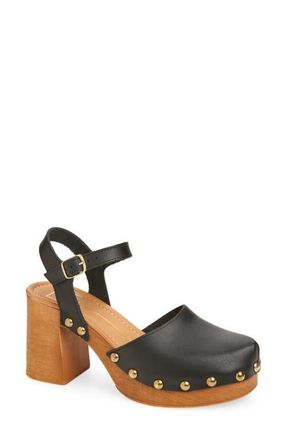 Dolce Vita Clover Ankle Strap Platform Clog in Black Leather at Nordstrom, Size 10