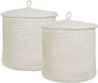 Beliani Beliani - Set of 2 Braided Cotton Storage Laundry Baskets Bins Off-White Silopi