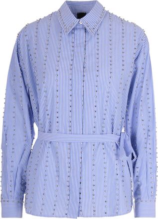 Pinko Contemporary Striped Cotton Shirt with Crystal