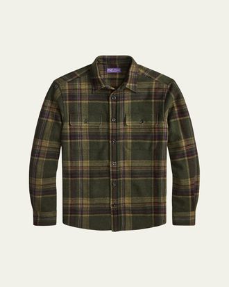 Ralph Lauren Purple Label Mens Cashmere Plaid Overshirt