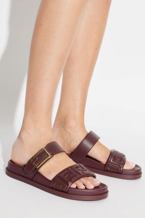 Fendi Feel Slides, Womens, Burgundy