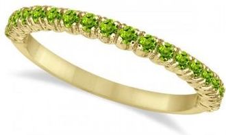 Allurez Half-Eternity Pave-Set Thin Peridot Stack Ring 14k Yellow Gold (0.65ct)