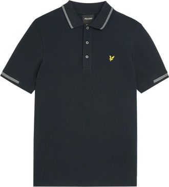 Lyle & Scott Tops, Heren, Blauw, XS, SS Polo Shirts Birdseye Half Tipped Polo