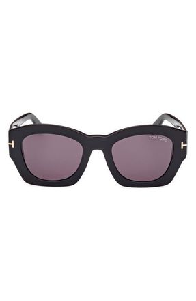 Tom Ford Guilliana 52mm Geometric Sunglasses in Shiny Black/smoke at Nordstrom