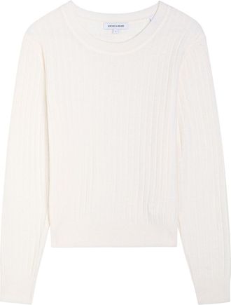 Veronica Beard Cheval Ribbed Wool Jumper - Ivory - XL (UK16 / XL)